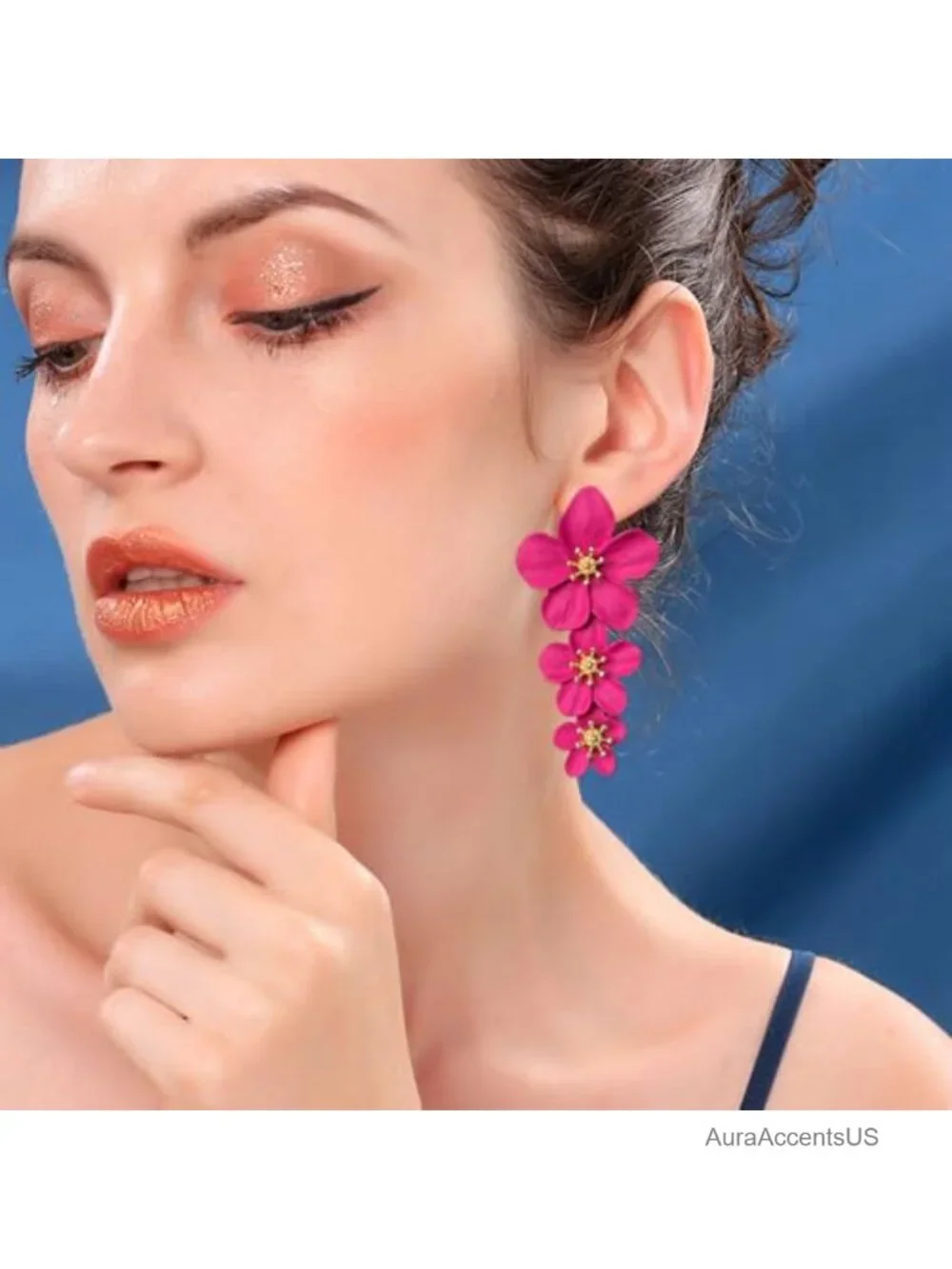 Three Layer Flower Earrings Boho Statement Dangle Earrings Gift